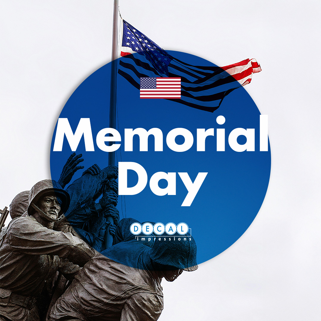 This Memorial Day, we honor and remember the brave individuals who made the ultimate sacrifice in service to our country. Wishing you a meaningful day of reflection, gratitude, and remembrance. 🇺🇸

In honor of today's holiday, Decal Impressions will be closed.