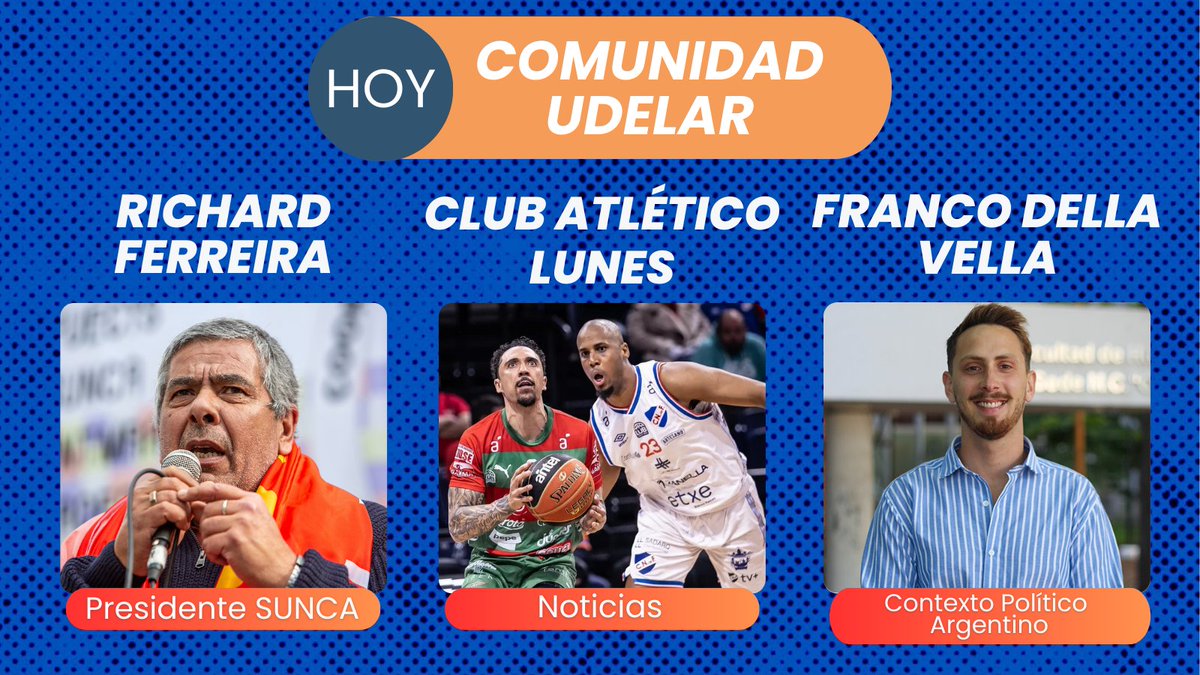 UNI Radio Udelar (@uniradioudelar) on Twitter photo LUNES EN COMUNIDAD UDELAR
Desde las 11 suena el periodístico de UNI Radio con la conducción de <a href="/YamilaSilva22/">Yamila Silva</a> y <a href="/angieagasco/">Angie Alvarez Gasco</a>
Escúchalo en vivo acá: radios.com.uy/uni-montevideo/ LUNES EN COMUNIDAD UDELAR
Desde las 11 suena el periodístico de UNI Radio con la conducción de <a href="/YamilaSilva22/">Yamila Silva</a> y <a href="/angieagasco/">Angie Alvarez Gasco</a>
Escúchalo en vivo acá: radios.com.uy/uni-montevideo/