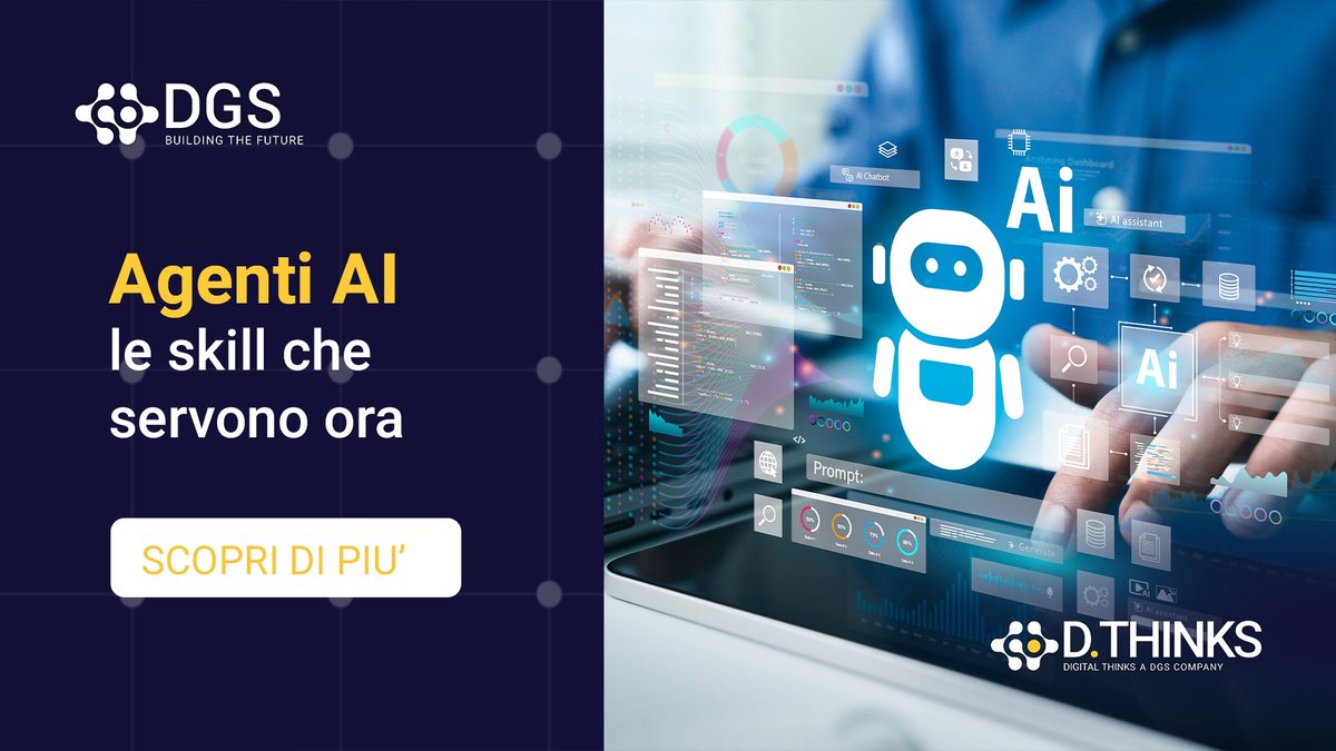 🚀 𝗔𝗴𝗲𝗻𝘁𝗶 𝗔𝗜: 𝗹𝗲 𝘀𝗸𝗶𝗹𝗹 𝗰𝗵𝗲 𝘀𝗲𝗿𝘃𝗼𝗻𝗼 𝗼𝗿𝗮
L’AI sta cambiando il modo in cui lavoriamo, sviluppiamo e collaboriamo. Ma quali competenze servono davvero per affrontare questa trasformazione? 👉
linkedin.com/feed/update/ur…
#DGS #DGSeducation