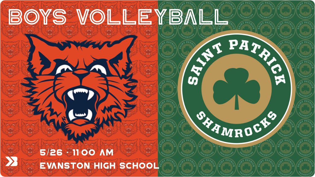 Boys Volleyball (Varsity) Game Day! - Check out the event preview for the The Saint Patrick Shamrocks vs The Evanston Township Wildkits. It starts at 11:00 AM and is at Evanston High School. gobound.com/il/ihsa/bvb/20…