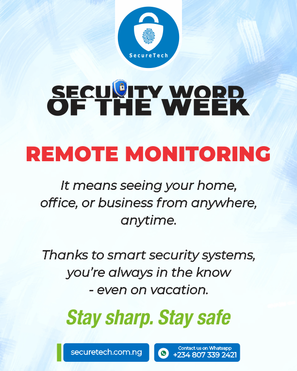 SecureTechNig's tweet photo. Big Brother is you, watching your own property ๐
#SecurityWord #RemoteMonitoring https://t.co/rqwFUyFiSM