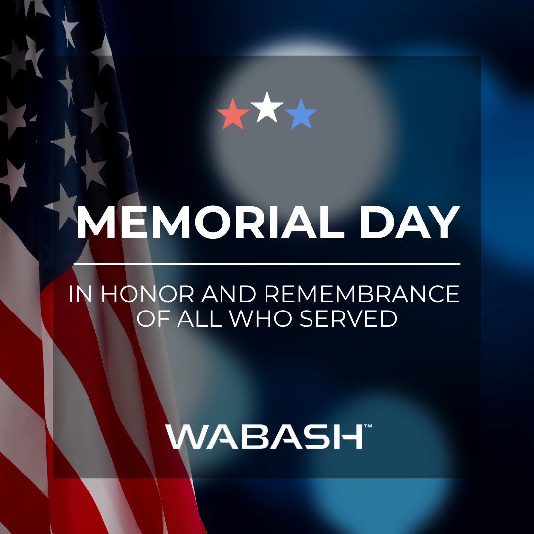 Today is a day of remembrance, honoring the brave individuals whose sacrifice protects the freedoms we hold dear.

We are forever grateful to those who gave everything for our nation.

From all of us at Wabash, we wish you a safe Memorial Day.

#MemorialDay #NeverForgotten