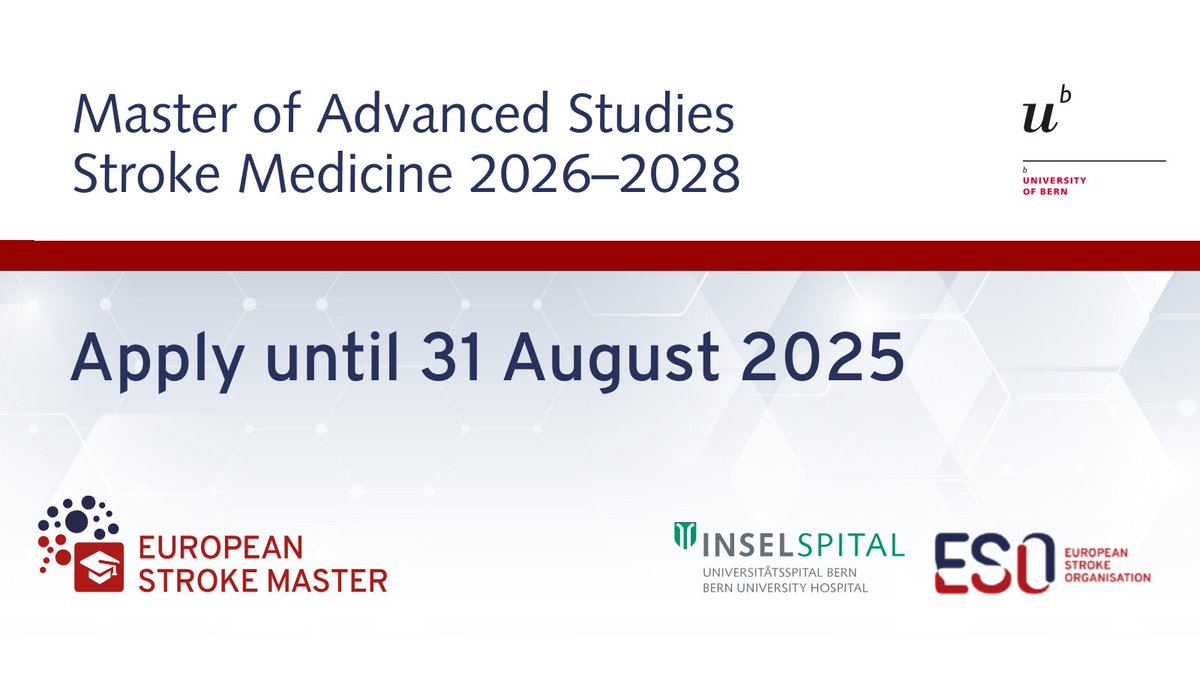 European Stroke Org (@esostroke) on Twitter photo 🚀 Apply now for the European Stroke Master and become a future leader in #stroke #medicine! 🧠🎓
More information: ow.ly/aXy350VH086
#neurology #strokeeducation #strokescience <a href="/MASStroke/">European Stroke Master</a> #stroketwitter 🚀 Apply now for the European Stroke Master and become a future leader in #stroke #medicine! 🧠🎓
More information: ow.ly/aXy350VH086
#neurology #strokeeducation #strokescience <a href="/MASStroke/">European Stroke Master</a> #stroketwitter