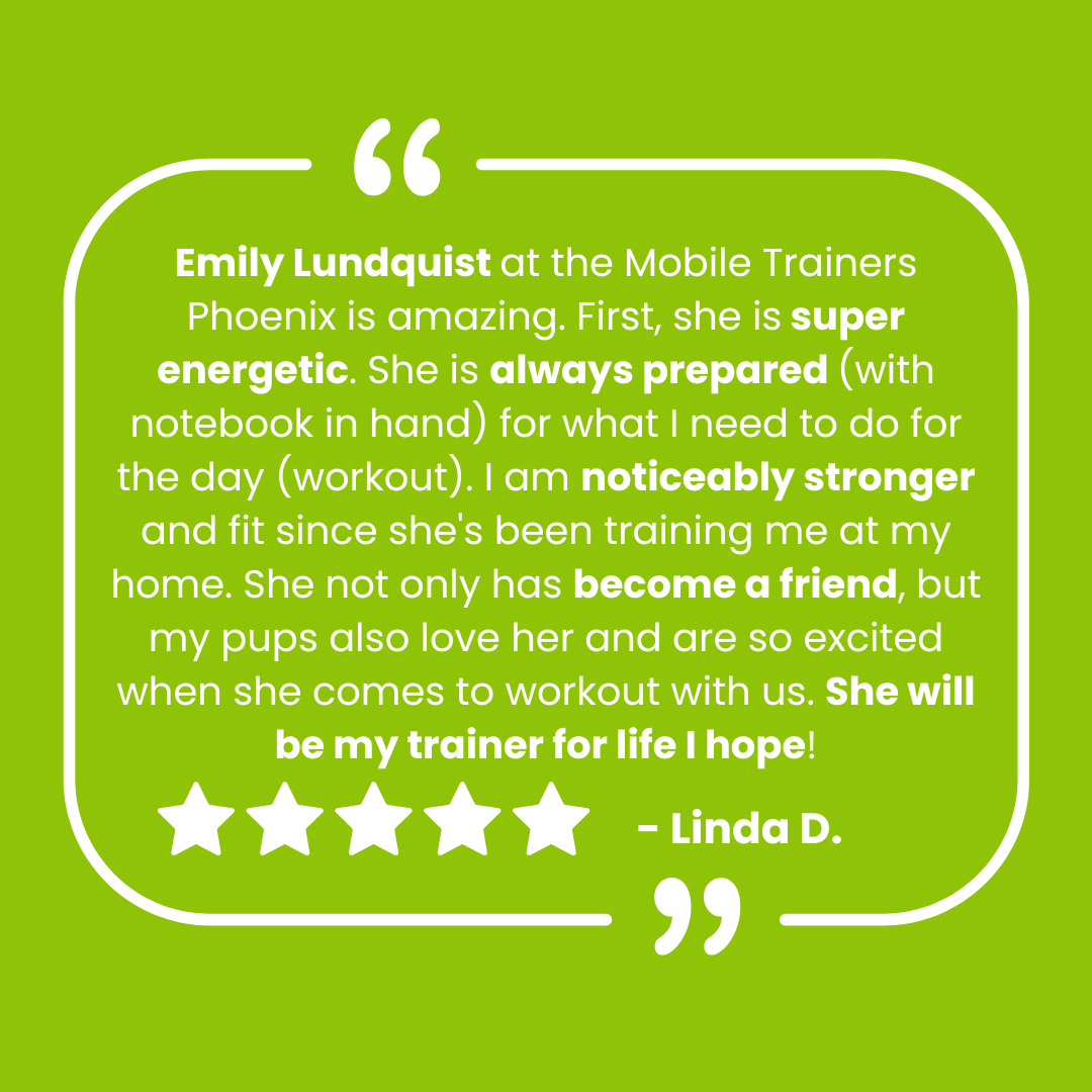 mobile_trainers's tweet photo. A heartfelt shout out to Trainer Emily!

Emily is a hard working, ISSA certfied trainer in the #Phoenix area. She has a true passion for #fitness and helping others create and maintain healthy habits to improve overall quality of life. https://t.co/5xJ4rix2Ox