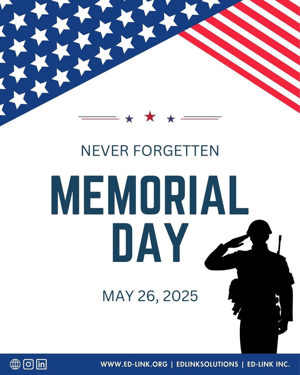 A day of reflection and gratitude. We honor those who gave their lives in service to our country. 🇺🇸❤️ #MemorialDay #EdLink