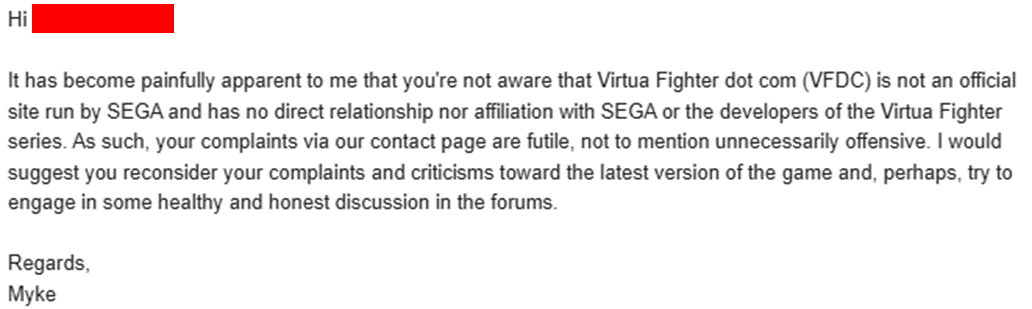 Just a friendly PSA: VFDC is a site by the fans, for the fans. Please don't be like this guy!