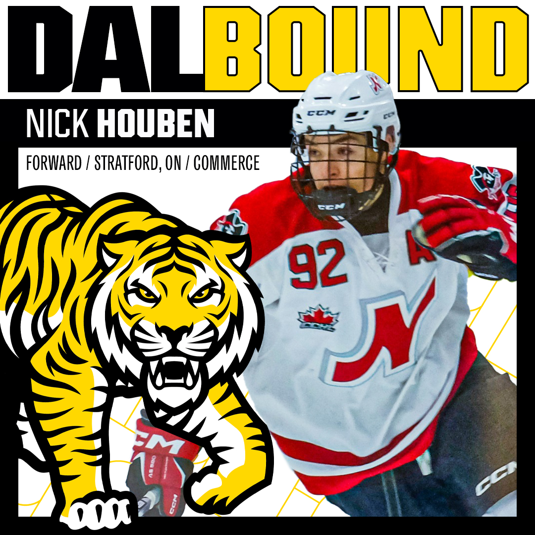 🚨New Tiger Alert 🚨

Dalhousie Tigers men’s hockey head coach Chris Donnelly is pleased to announce the commitment of Nick Houben for the 2025-26 season. 

ow.ly/963r50VYMiG