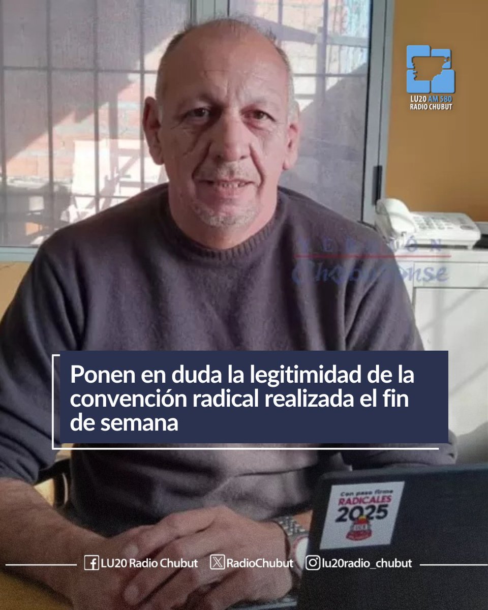 🔹Ponen en duda la legitimidad de la convención radical realizada el fin de semana

📌El precandidato a diputado nacional por la Unión Cívica Radical del Chubut, Gabriel Caneo, puso en dudas hoy la legitimidad de la convención que realizó este fin de semana su partido donde se