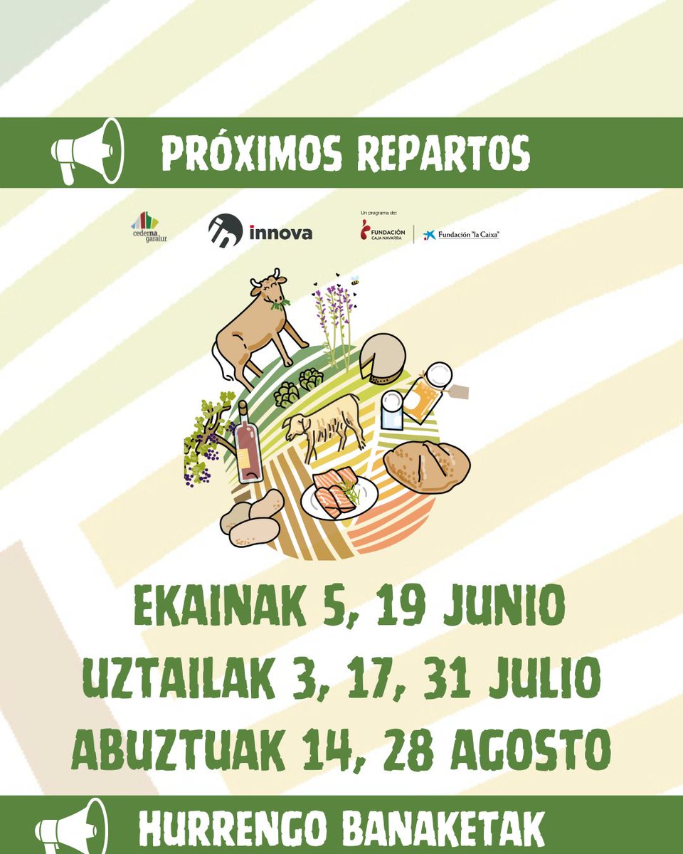 tejedespensa's tweet photo. Atención a las fechas de reparto para este verano!
Adi uda honetarako banaketen datei: https://t.co/np3FyZ94fC