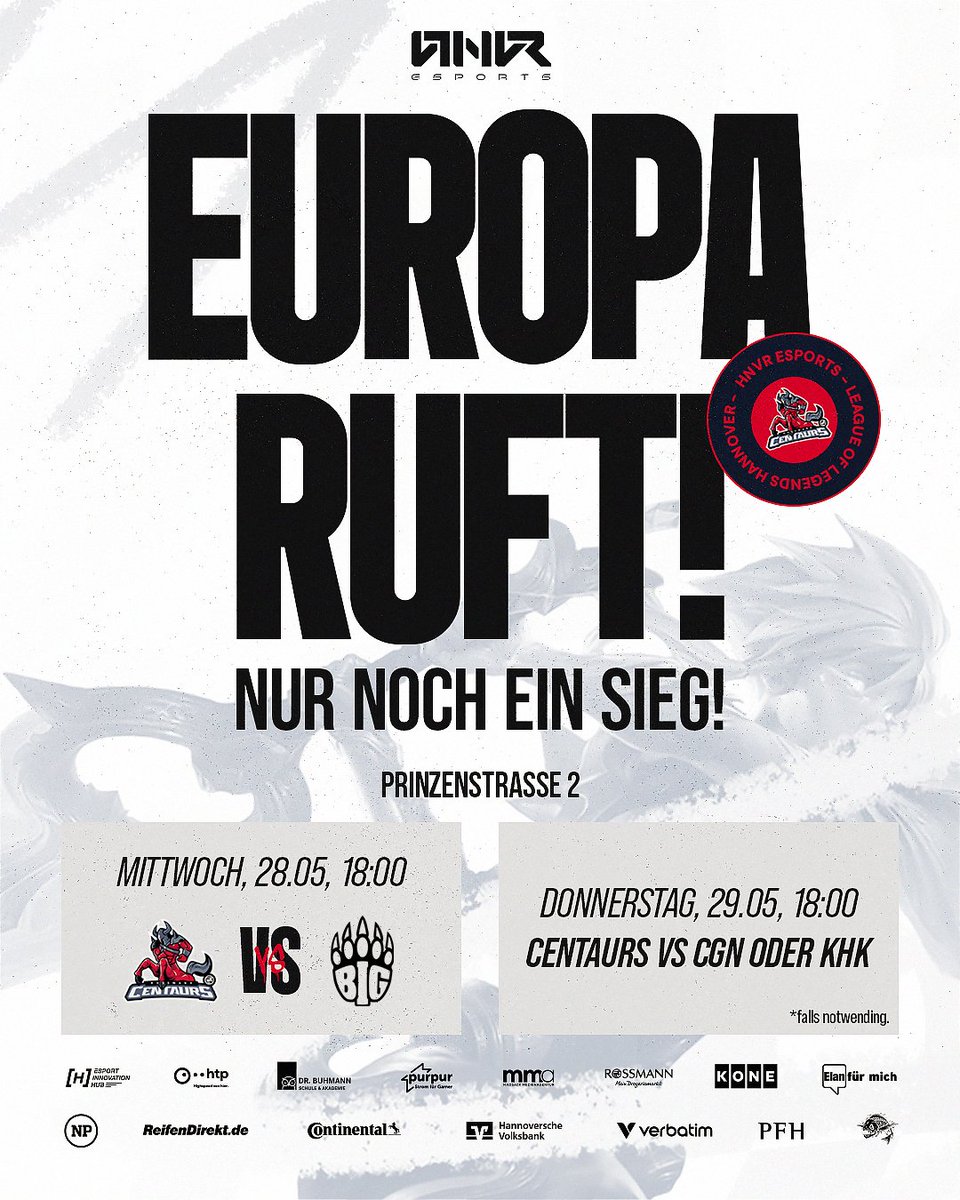 EIN SIEG NOCH FÜR DIE EMEA MASTERS 😍

Ein Win gegen <a href="/BIGCLANgg/">BIG</a> würde uns sowohl für die EMEA Masters sowie das <a href="/PrimeLeague/">Die Techniker Prime League</a> Finale qualifizieren.

Also kommt gefälligst zum Public Viewing am Mittwoch!