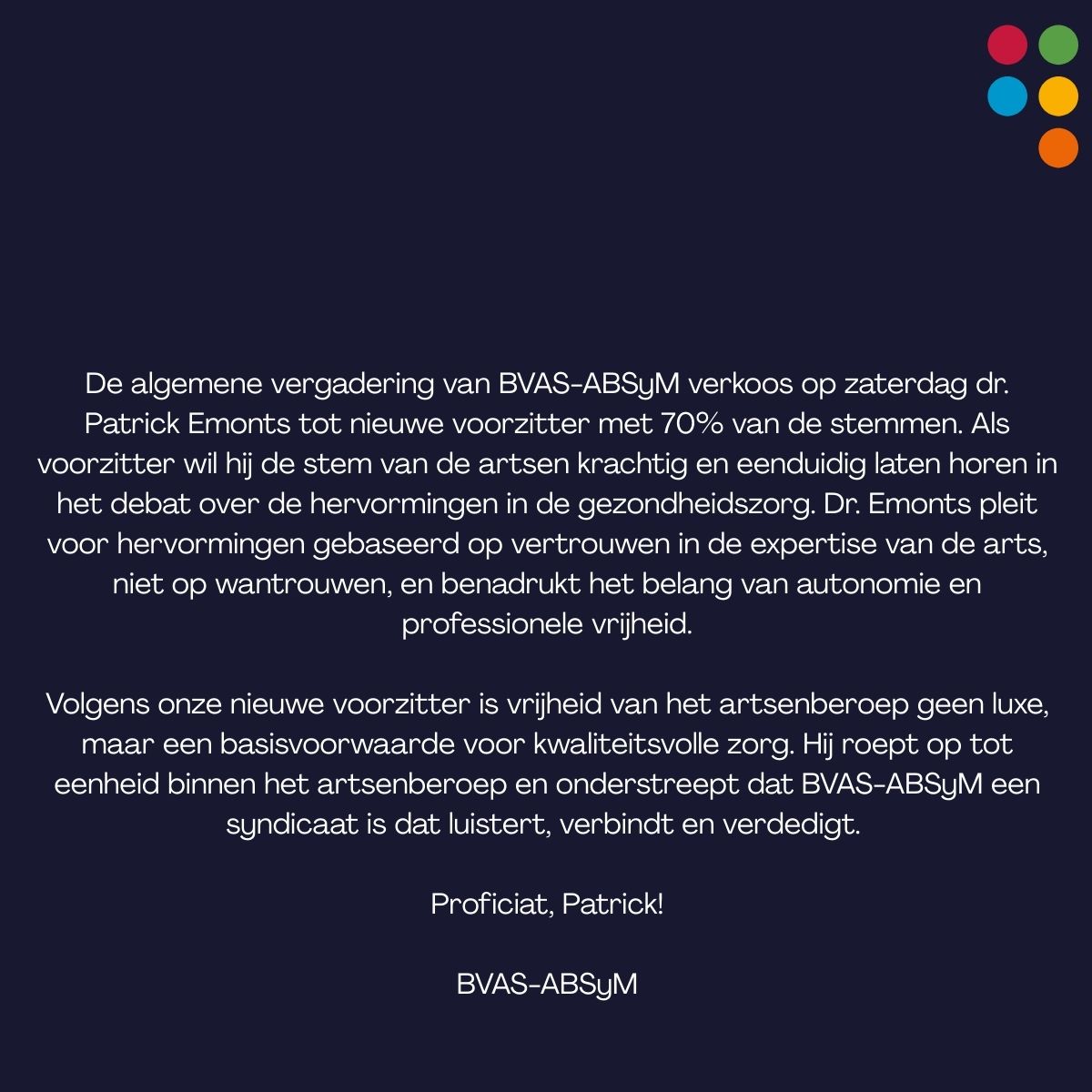 Vandaag is onze quote van de week afkomstig van onze kersverse voorzitter. Nogmaals proficiat, Patrick!

#QuoteOfTheWeek