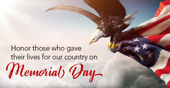 This Memorial Day, we remember and honor the courageous men and women who gave their lives in service to our country.

Thank you for your sacrifice.

#MemorialDay #HonoringHeroes