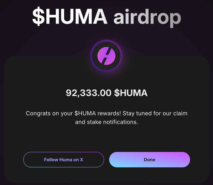 YENNIS06's tweet photo. 🪂 Huma 配布量の確認が可能に！ $HUMA

✅ チェックはこちら：https://t.co/2qEreOa23k
🎯 予想価格は約 $0.05

🪶 約10,000羽で 1,300 $HUMA に相当 https://t.co/oQjvZEKSDw