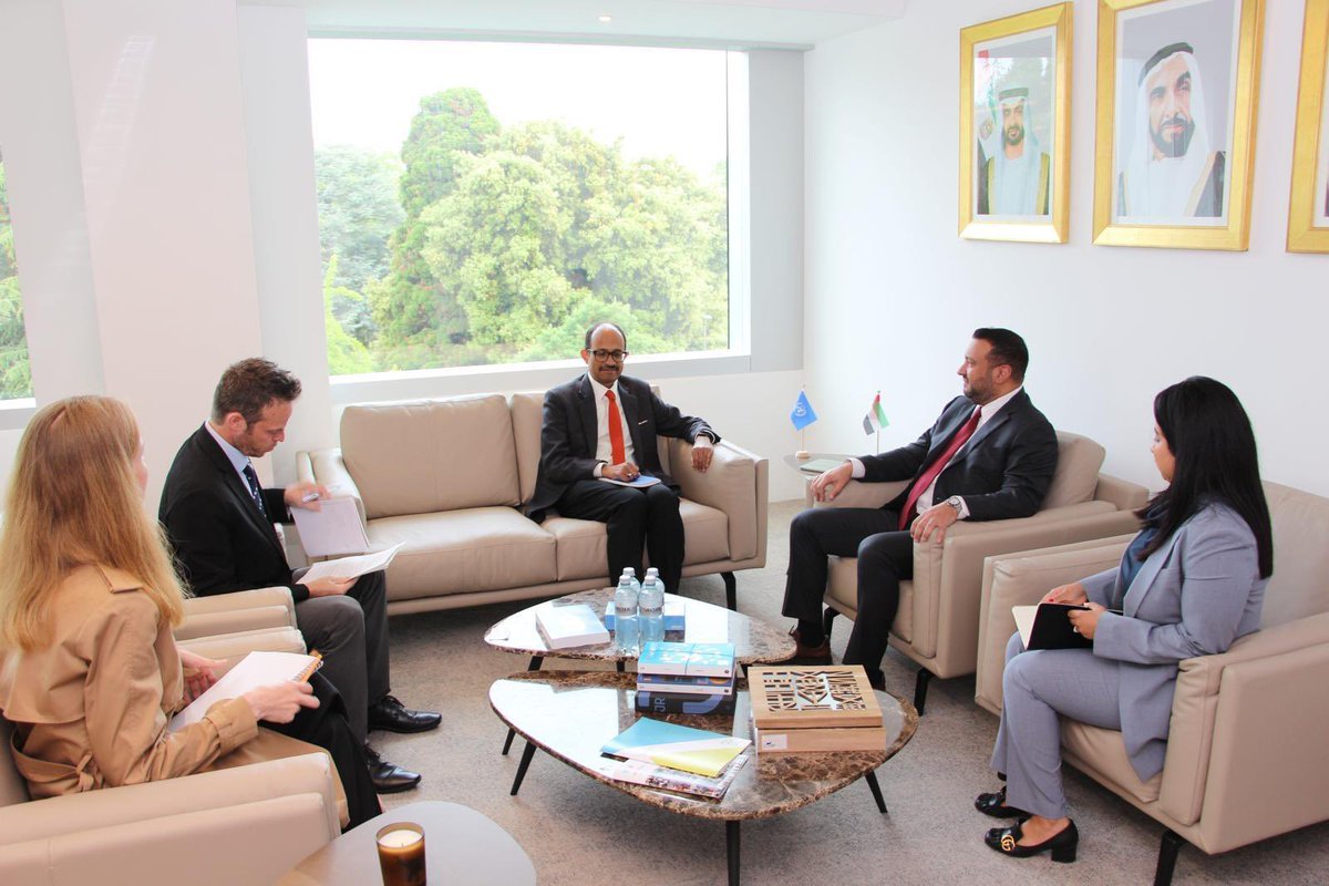 H.E. Jamal Al Musharakh, UAE’s Permanent Representative to the United Nations and Other International Organizations in Geneva, met with Mr. Kamal Kishore, the Special Representative of the Secretary-General for Disaster Risk Reduction ahead of the Global Platform on Disaster Risk