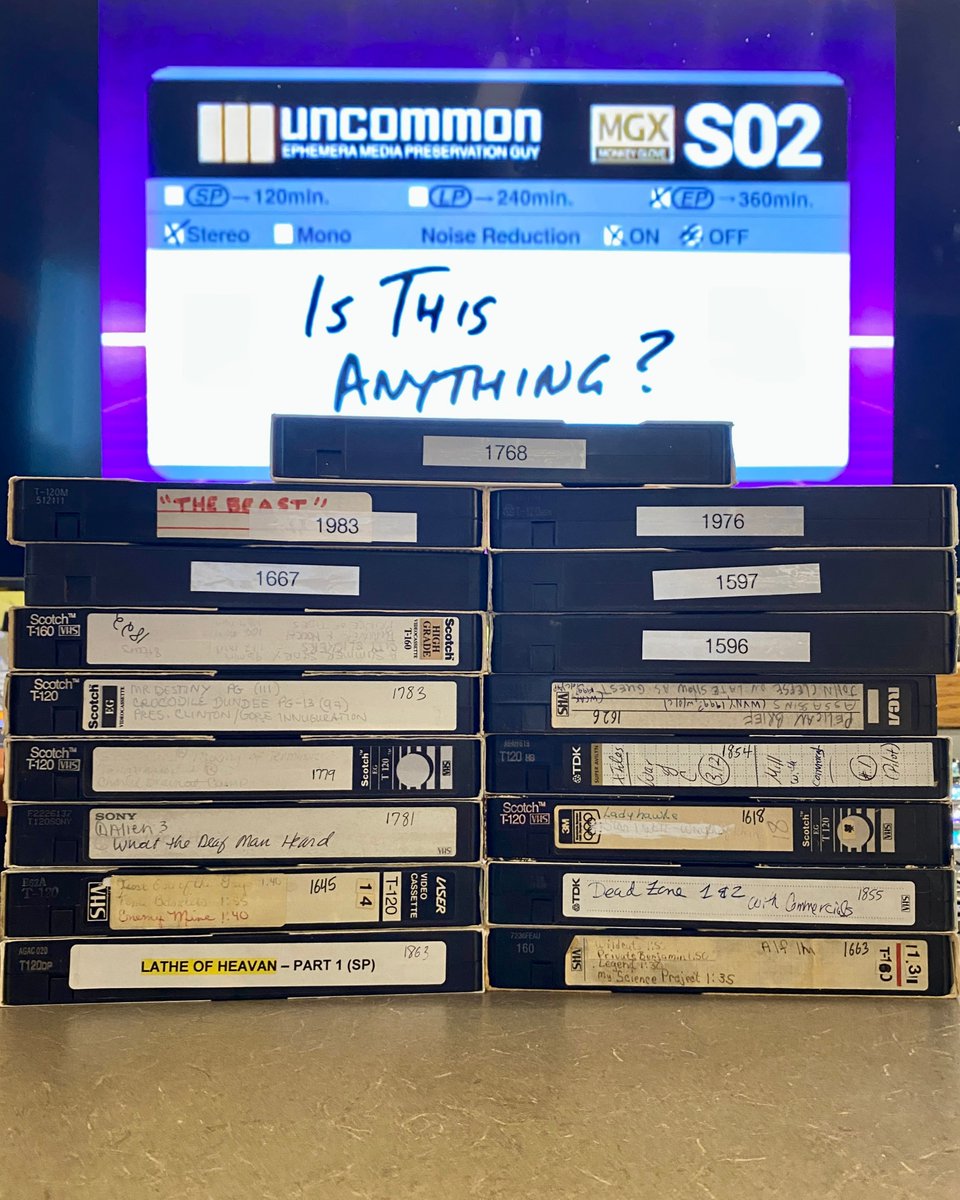 Uncommon Ephemera (@uncommnephemera) on Twitter photo LIVE TONIGHT 7PM EDT: What's on these #VHS tapes? Are the labels accurate? Are there commercials, weird stuff, or endangered or #lostmedia we should upload to the <a href="/internetarchive/">Internet Archive</a>? Only one way to find out. IS THIS ANYTHING? airs tonight on Twitch.
twitch.tv/uncommonepheme… LIVE TONIGHT 7PM EDT: What's on these #VHS tapes? Are the labels accurate? Are there commercials, weird stuff, or endangered or #lostmedia we should upload to the <a href="/internetarchive/">Internet Archive</a>? Only one way to find out. IS THIS ANYTHING? airs tonight on Twitch.
twitch.tv/uncommonepheme…