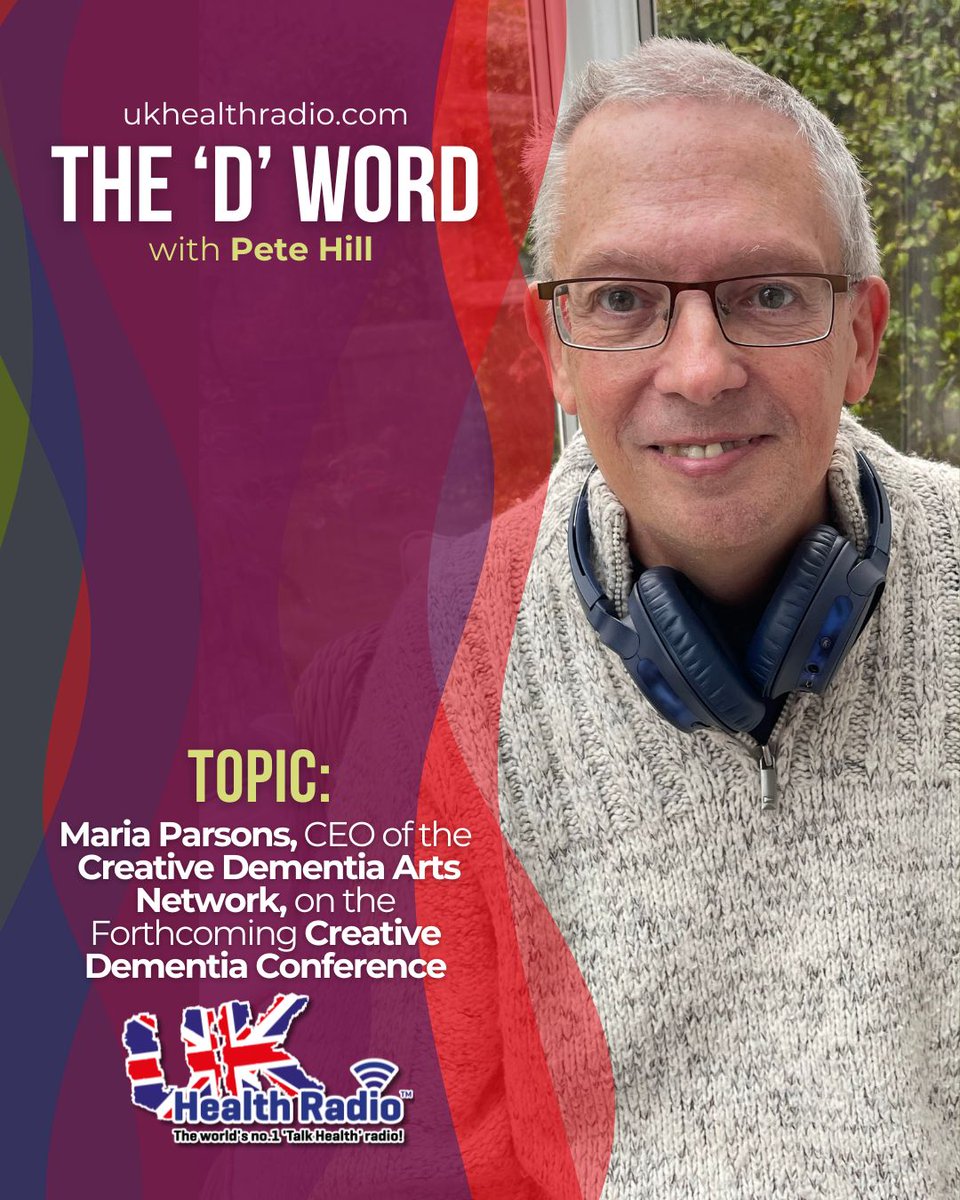 UK Health Radio™ (@ukhealthradio) on Twitter photo The ‘D’ Word <a href="/RadioTdw/">TDWRadio</a> with Pete Hill on <a href="/ukhealthradio/">UK Health Radio™</a> - Looking forward to the forthcoming Creative Dementia Conference with Maria Parsons CEO of the Creative Dementia Arts Network <a href="/JDementiaCare/">Dementia Community</a>.
👉🏼 🎧 bit.ly/4jpOUQH #wellbeingpodcast #ukhealthradio #dementia The ‘D’ Word <a href="/RadioTdw/">TDWRadio</a> with Pete Hill on <a href="/ukhealthradio/">UK Health Radio™</a> - Looking forward to the forthcoming Creative Dementia Conference with Maria Parsons CEO of the Creative Dementia Arts Network <a href="/JDementiaCare/">Dementia Community</a>.
👉🏼 🎧 bit.ly/4jpOUQH #wellbeingpodcast #ukhealthradio #dementia