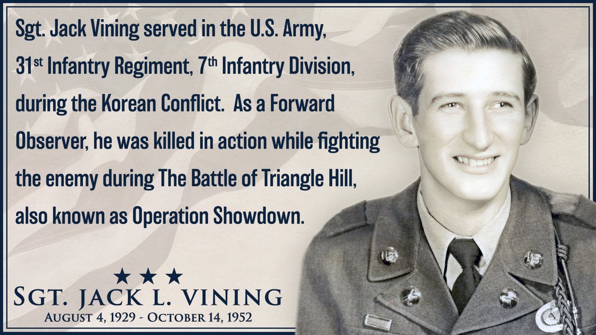 viningfuneral's tweet photo. We remember each and every son and daughter, brother and sister, mother and father, who have given the ultimate sacrifice for our nation. Today, in a special way, we hold in memory, Jack Vining, who died while serving his country in Korea.

#MemorialDay
#HonorandRemember
#NeverForget