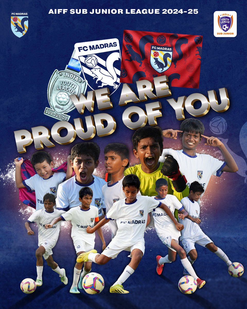 fcmadras's tweet photo. We gave it everything.
Runners-up of the AIFF Sub Junior League but the spirit of champions lives in us. The journey continues.
#FCMadras #AIFF #FCM #FlyingSquirrels #ChampionsForLife #WinningTogether #MadeInMadras
#AIFFYouthLeague #AIFFSubJuniorLeague https://t.co/vcjO87Kqos