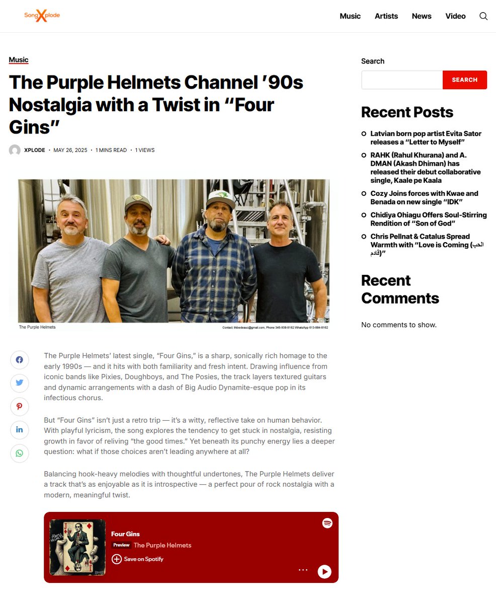 SongXplode article out today on the TPH song "4 Ginns"

songxplode.com/the-purple-hel…

#NewMusic2025 #canadamusic #indieartist #indierock #newmusicalert #applemusic #singersongwriter #independentartist #indiemusic #alternativerock #altrock #newmusic #newmusicalert #Spotify #iTunes