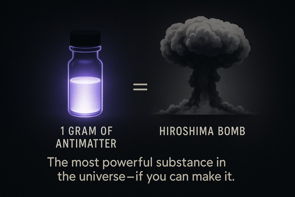 1 gram of antimatter could release as much energy as the Hiroshima bomb.  Yes, just one gram. Antimatter is the most efficient energy source known.  But there's a catch… #Energy #Antimatter #Physics #, image size:1200x800