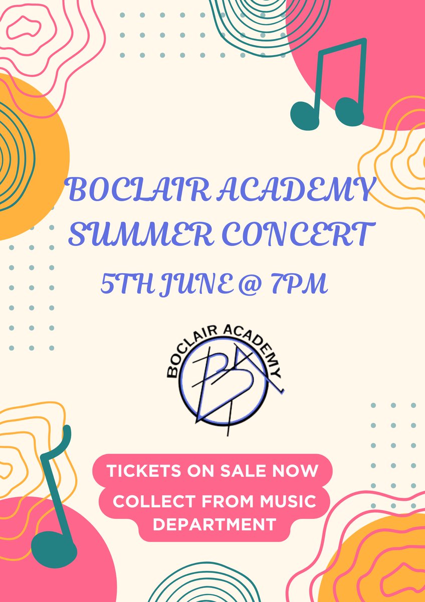 Boclair Academy Music Department (@boclairmusic) on Twitter photo Countdown is on till our summer concert! 🎵 Tickets on sale now from the music department! 🎤🎹🎶 <a href="/BoclairAcademy/">Boclair Academy</a> Countdown is on till our summer concert! 🎵 Tickets on sale now from the music department! 🎤🎹🎶 <a href="/BoclairAcademy/">Boclair Academy</a>