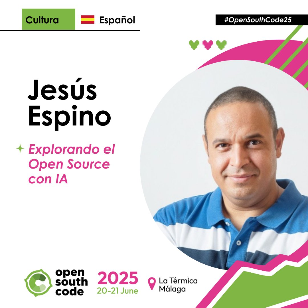 OpenSouthCode (@opensouthcode) on Twitter photo ¿Cómo se cruzan la #IA y el #OpenSource? 🤖 <a href="/jespinog/">Jesús Espino</a> te contará en #OpenSouthCode25 cómo usar herramientas como Claude Code y Aider para entender proyectos complejos sin ahogarte en miles de líneas de código...
👉opensouthcode.org/conferences/op… ¿Cómo se cruzan la #IA y el #OpenSource? 🤖 <a href="/jespinog/">Jesús Espino</a> te contará en #OpenSouthCode25 cómo usar herramientas como Claude Code y Aider para entender proyectos complejos sin ahogarte en miles de líneas de código...
👉opensouthcode.org/conferences/op…