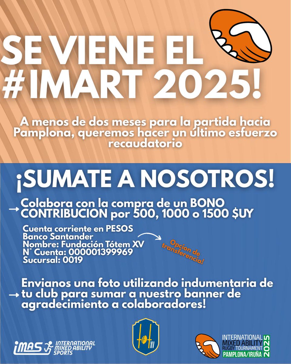 ¡Precisamos de tu apoyo!  Ayudemos al equipo de Totem XV Uruguay a poder participar del Torneo Intercional Mixed Ability 2025.