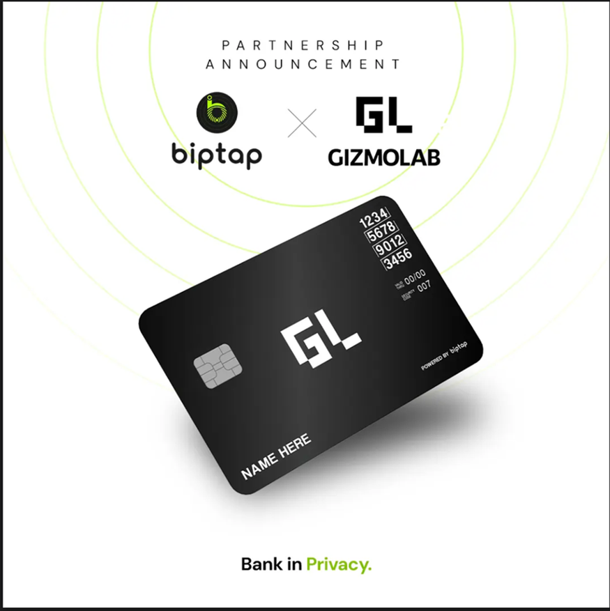 Gizmolab (@gizmolab_) on Twitter photo Big news from Gizmolab,
We’ve officially partnered with <a href="/biptapofficial/">biptap</a>  to bring our community a seamless way to bridge Web3 and real-world utility.
All Gizmolab community members & partners will now have access to a crypto-powered debit card, designed for privacy and Big news from Gizmolab,
We’ve officially partnered with <a href="/biptapofficial/">biptap</a>  to bring our community a seamless way to bridge Web3 and real-world utility.
All Gizmolab community members & partners will now have access to a crypto-powered debit card, designed for privacy and