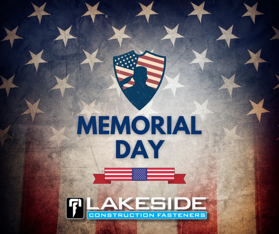 Lakeside_CF's tweet photo. This Memorial Day, Lakeside Construction Fasteners honors and remembers the brave men and women who made the ultimate sacrifice for our freedom.
We are grateful for their courage, dedication, and service to our country. Wishing everyone a safe and meaningful Memorial Day. https://t.co/uGszbDQas8