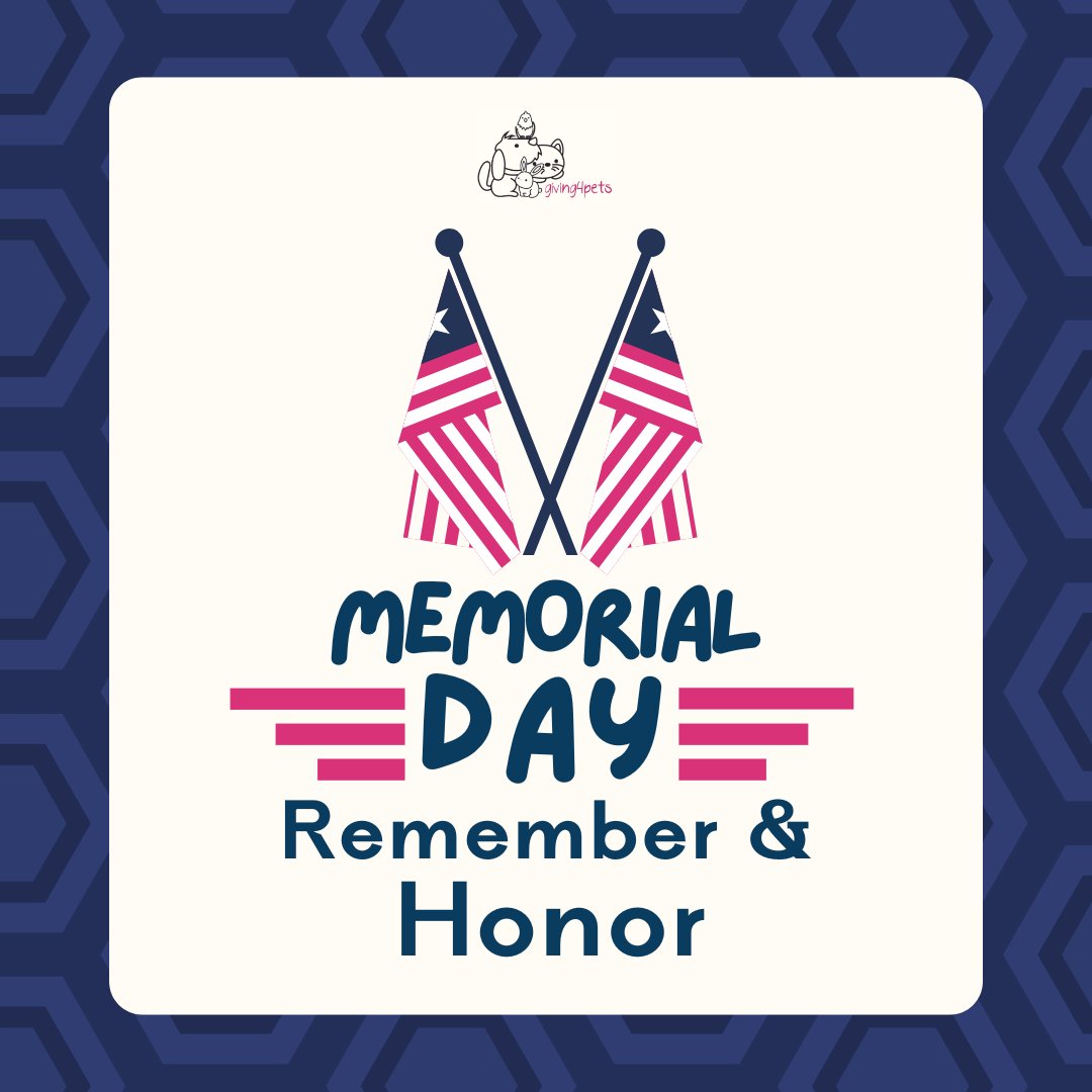 Today, we remember and honor the brave men and women who made the ultimate sacrifice for our freedom.
We are forever grateful. ❤️🤍💙

From all of us at Giving4Pets, thank you to those who served — and those who continue to serve — with courage, loyalty, and love.