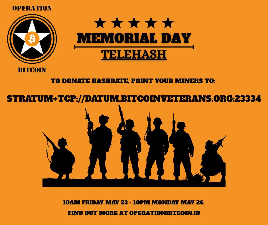 Op_Bitcoin's tweet image. ⚡The Final Countdown⚡
12 hours to go in our Memorial Day Weekend Telehash.
The participation from the Bitcoin community has been incredible but we're not there yet.
Spread the word and let's finish strong.
If you want to donate your hash you can still point your miner to…