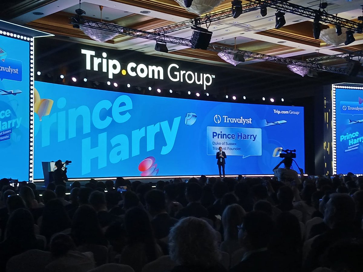 sunrayleo1's tweet photo. Prince Harry was in attendance at the #Enevision2025 #TripcomGroup
The Duke of Sussex spoke about his not-for-profit global tourism initiative #Travalyst
#TripEvents https://t.co/yiTPQCxheu