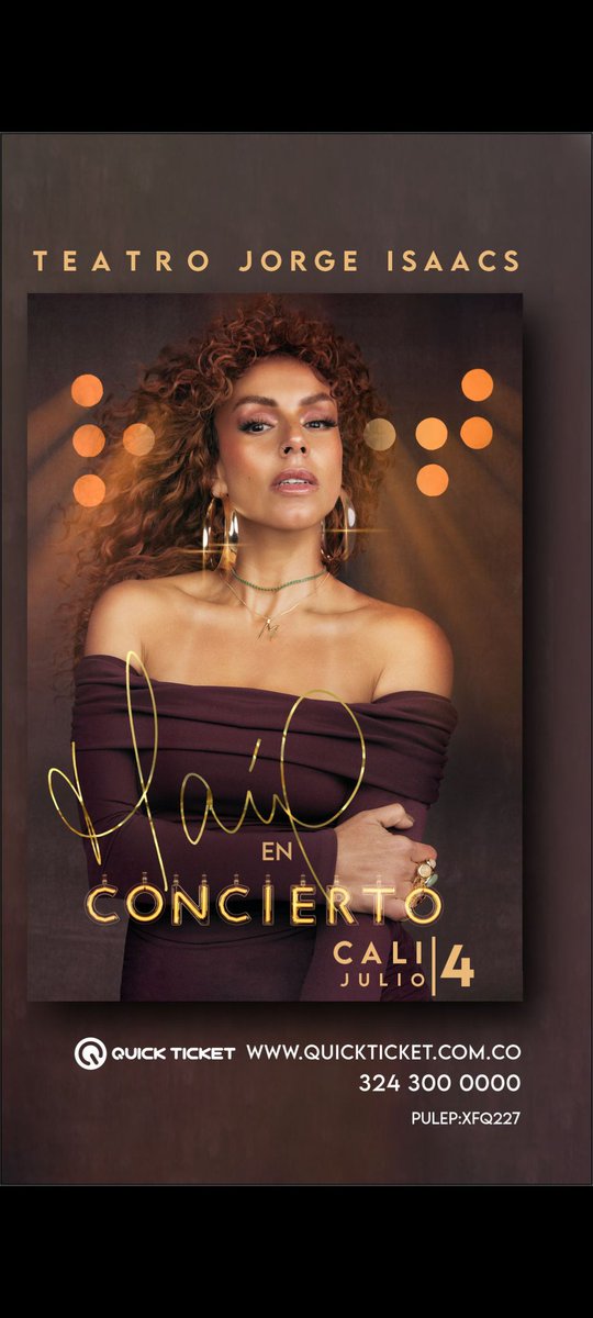 Maía llega a Cali con un gran concierto esperado por muchos años. 4 de Julio Teatro Jorge Isaacs. Un espectáculo que no se puede perder. Única fecha en la ciudad.
Entradas en quickticket.com.co / Info: 324 300 0000