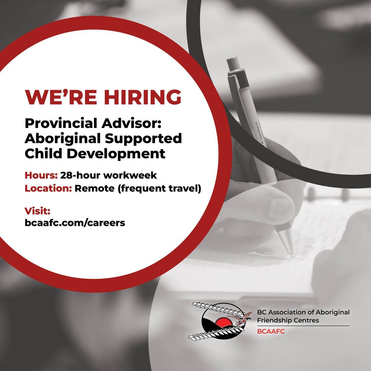 📣 BCAAFC is hiring! We are seeking someone who is fiercely committed to ensuring childcare settings are inclusive and culturally safe spaces for Indigenous children with diverse abilities and support needs.  Learn more: bcaafc.com/job/provincial…