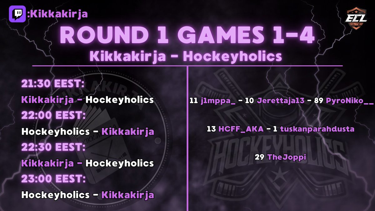 KIKKAKIRJA📚 VS HOCKEYHOLICS🍺

PLAYOFFS ARE FINALLY HERE AND WE WILL GET TO PLAY AGAINST A FAMILIAR GERMAN OPPONENT FROM OUR GROUP, HOCKEYHOLICS🇩🇪🚨. 

THINGS TO LOOK FORWARD DURING THIS SERIES:⬇️

- HOCKEYHOLICS FORMER ELITE GOALIE, HASEK-39– WHO CAN TURN THE SERIES IN THEIR