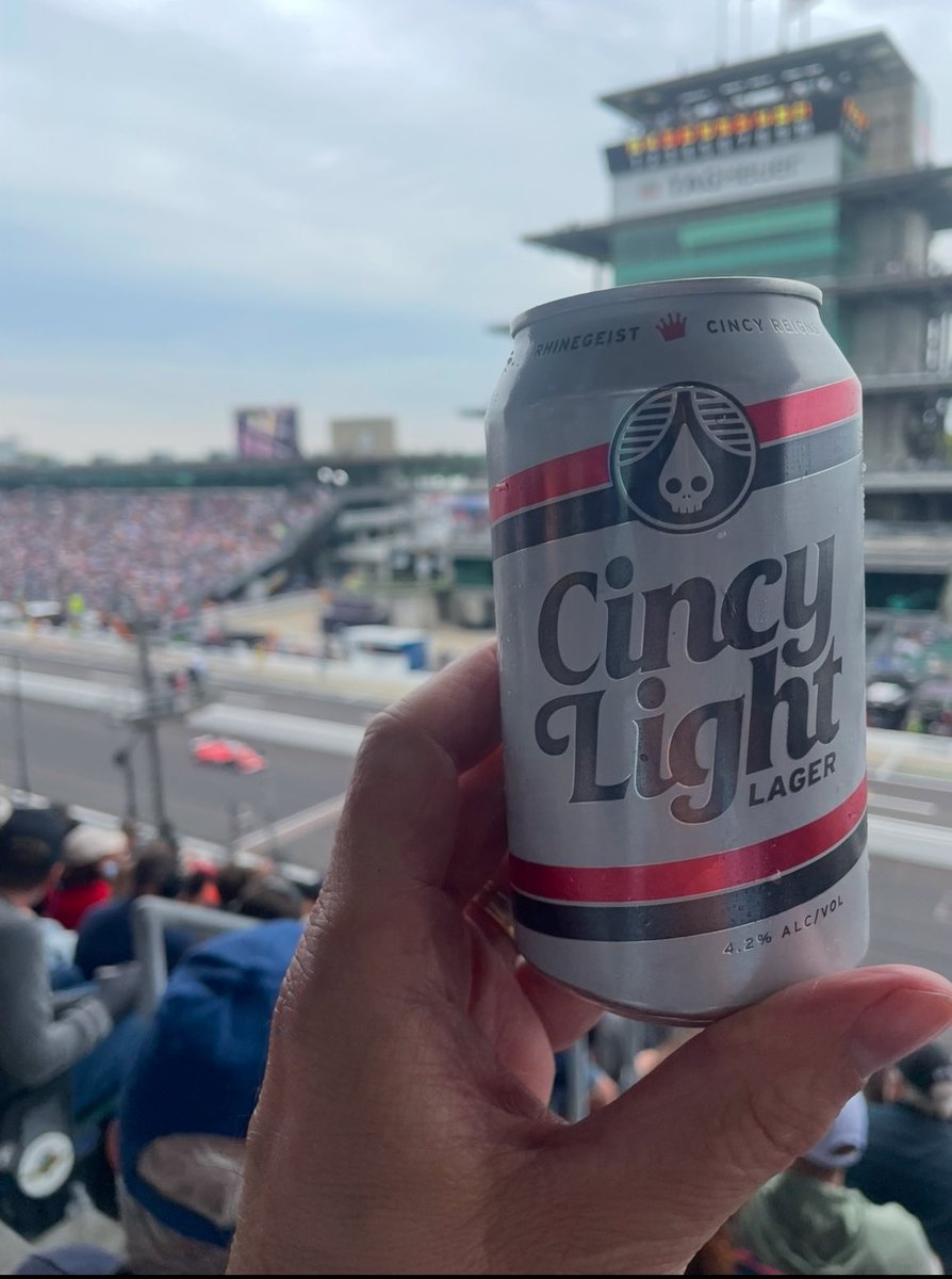 JoeCfromIndy's tweet photo. @jakequery @rhinegeist Heard about Cincy Light on The Query &amp; Company Rhinegeist Guest Line. Took it to the Indianapolis 500! 🏁🍺 https://t.co/ZrfwwMhlsa