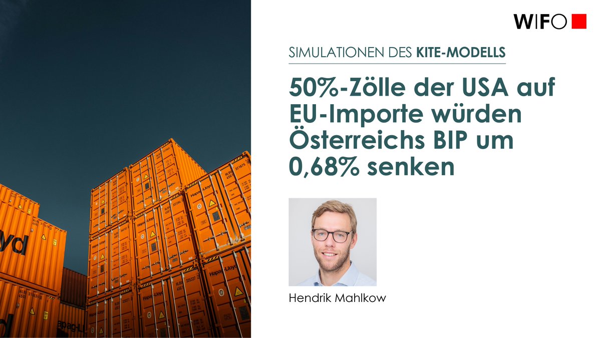 WIFO (@wifoat) on Twitter photo 50%-Zölle der USA auf EU-Importe würden Österreichs BIP um 0,68% senken - der Wert liegt leicht über dem EU-Durchschnitt von 0,66% <a href="/HMahlkow/">Hendrik Mahlkow</a> buff.ly/L22BzgI 50%-Zölle der USA auf EU-Importe würden Österreichs BIP um 0,68% senken - der Wert liegt leicht über dem EU-Durchschnitt von 0,66% <a href="/HMahlkow/">Hendrik Mahlkow</a> buff.ly/L22BzgI