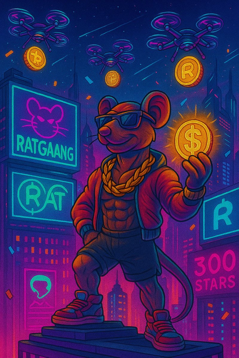 RatGaang's tweet photo. The city’s glowing, the drones are flying, and the RatGaang is holding the coin.
300 stars was just the warm-up — we’re here to dominate the skyline and the chain.
Telegram Chat: https://t.co/W6hcJbATY3
Blum App: https://t.co/r0aR5QZkTg

#RatGaang #RAT #BlumMemePad #CryptoArt https://t.co/fOSNbXNhwj