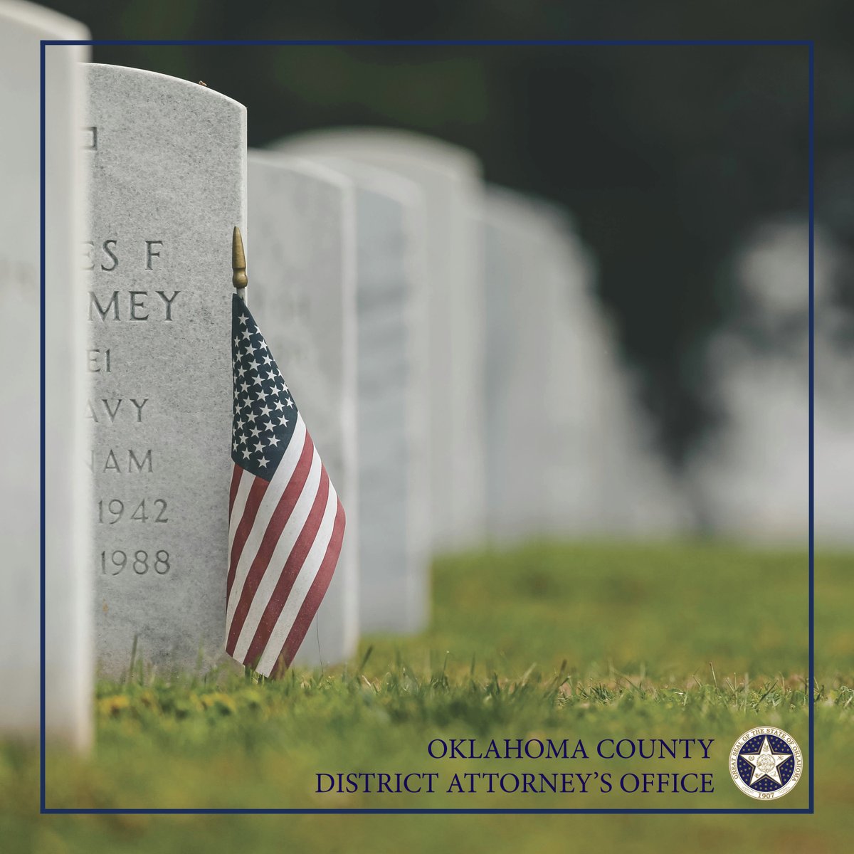 Today, we honor the brave men and women who gave their lives in service to our country.
We remember their sacrifice and the freedom it protects.

#MemorialDay #OklahomaCountyDA #NeverForget 🇺🇸