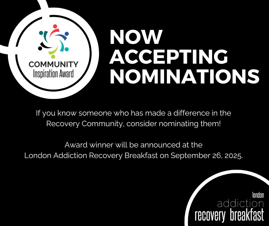 Our committee is accepting nominations for the Community Inspiration Award. 
If you know someone who is doing inspiring work in the Recovery Community, consider nominating them! 

Recipient will be announced at the Recovery Breakfast on September 26th! 

ow.ly/Osgh50VXS2s
