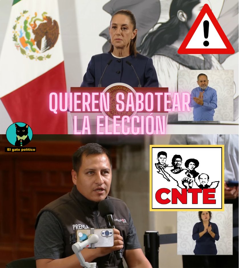 elgatopolitico_'s tweet photo. 🔴🔴¡Tremendo!
La presidenta no se calla nada y para en seco a la CNTE por su llamado a sabotear la elección judicial del 1 de junio:

"Qué curioso, plantean ir al INE, yo me pregunto, ¿Qué tiene que ver la demanda de la derogación de la Ley del ISSSTE 2007 con el INE? Ahora ya plantean lo mismo que la derecha, que hay que boicotear la elección del domingo, ahí se los dejo para su análisis", dijo.
#MañaneraDelPueblo 📛📛