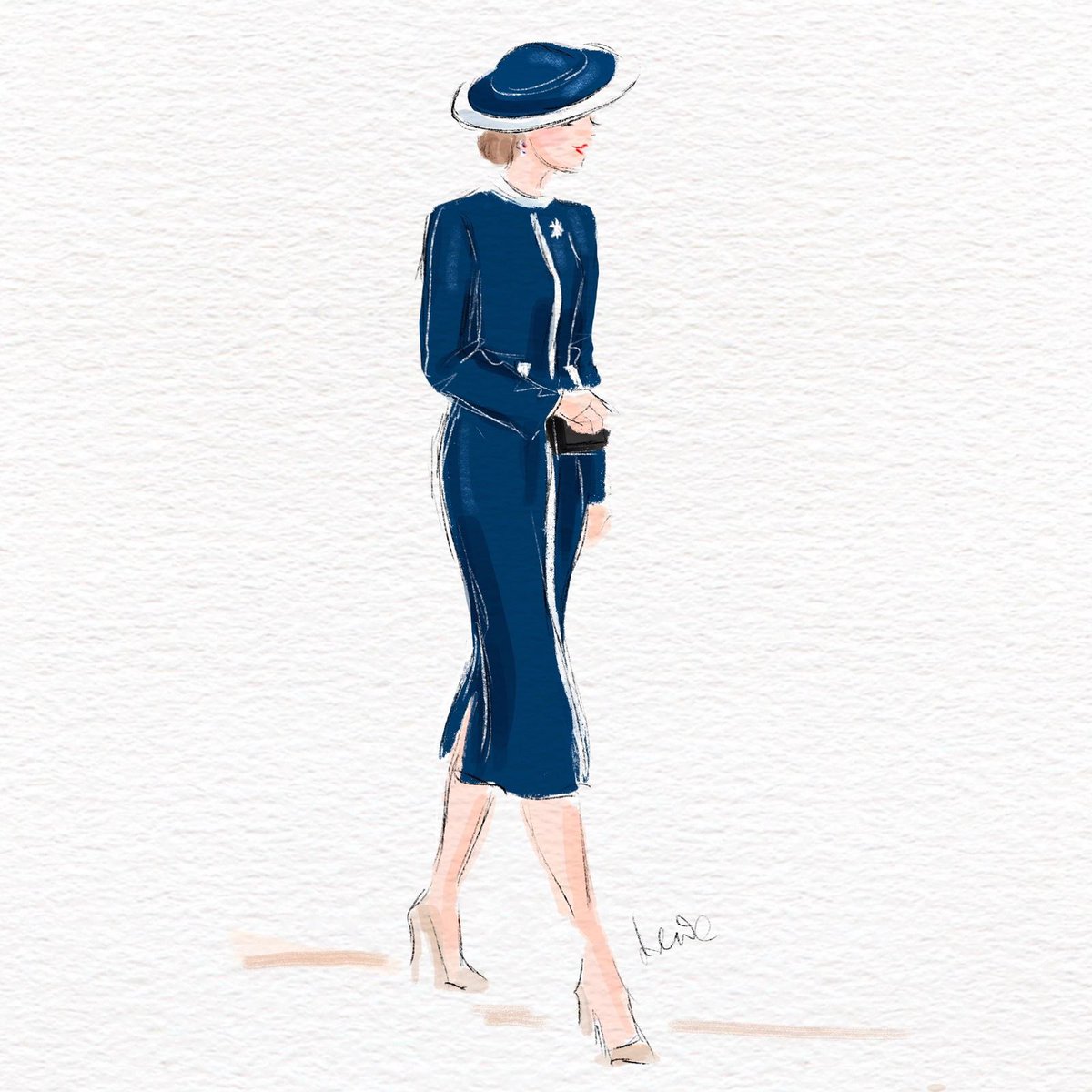 Lenillustration's tweet image. Princess of Wales at the naming ceremony of HMS Glasgow