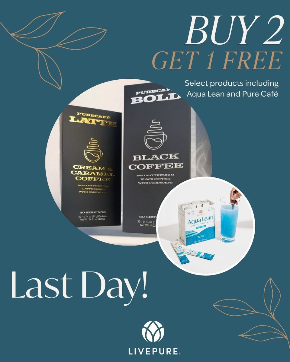 livepureglobal's tweet image. 🇺🇸 Last call! It’s the final day of our Memorial Day Sale! Between the BBQs and remembering our heroes, don’t forget to grab your favorite LivePURE items. 😀

🛍️ Buy 2, Get 1 Free — no code needed!
📅 Ends tonight!

#saletime #aqualean #cencia #healthycoffee #shopnow #livepure