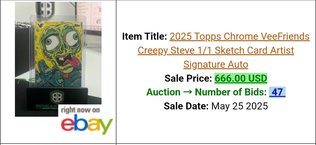 And my  <a href="/veefriends/">VeeFriends</a> sketch card SOLD for $666!! Unreal man!