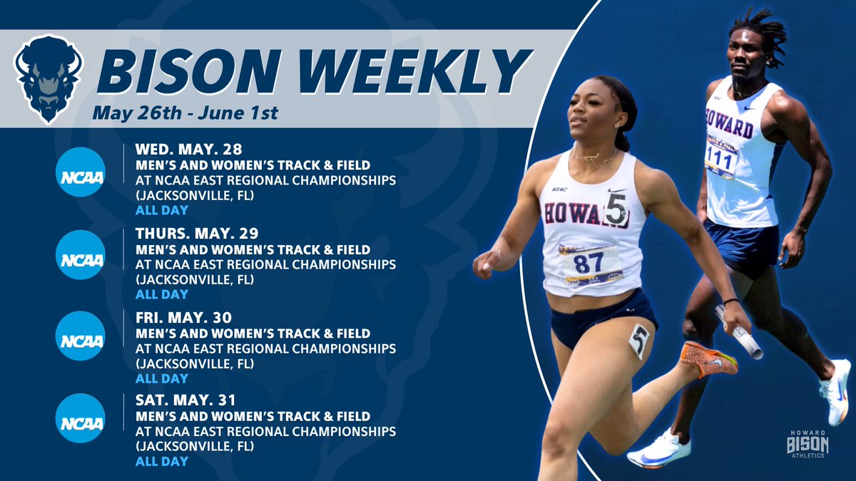 Howard Athletics (@hubisonsports) on Twitter photo ππΎββοΈππΏ | NCAA Regionals begin this week and <a href="/HUBisonTFXC/">Howard Track & Field/Cross Country</a> is headed down to Jacksonville, FL! ππΎββοΈππΏ | NCAA Regionals begin this week and <a href="/HUBisonTFXC/">Howard Track & Field/Cross Country</a> is headed down to Jacksonville, FL!