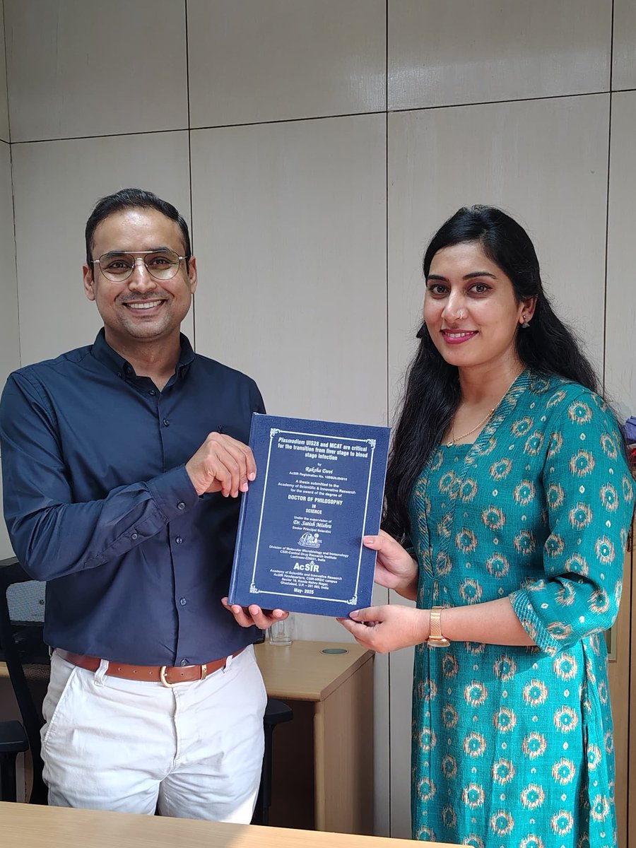 Congratulations, #Raksha, on your PhD thesis submission! Wishing you all the best for your next adventure.
<a href="/AcSIR_India/">AcSIR</a>  <a href="/CSIR_CDRI/">CSIR-CDRI</a>  <a href="/cdriacademy/">CDRI-Academy and Research</a>  <a href="/ugc_india/">UGC INDIA</a> <a href="/DBTIndia/">Department of Biotechnology</a> <a href="/CSIR_IND/">CSIR, India</a>  #Thesis #Science #malaria #GAPvaccines