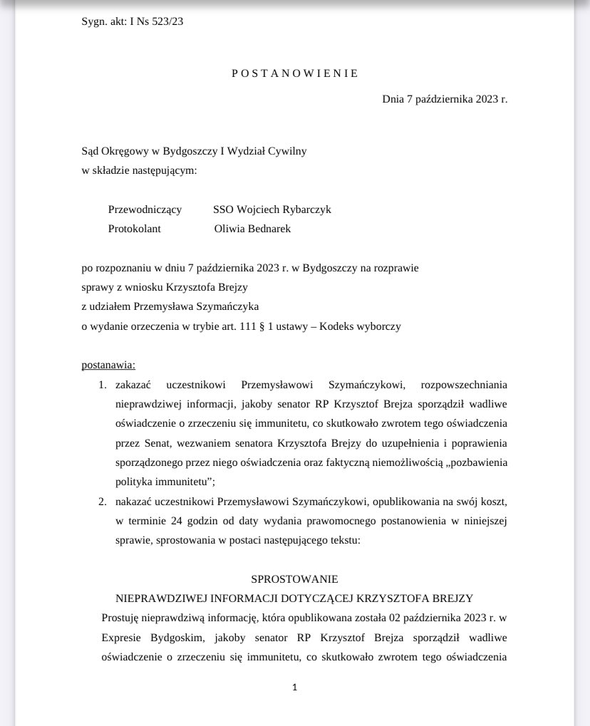 Dorota_Brejza's tweet photo. Poniżej postanowienia Sądu w wygranych przeze mnie sprawach w trybie wyborczym. Sprawa z Cezarym Gmyzem o wypowiedź w mediach, w programie telewizyjnym. 
Sprawa z b. red. nacz. Dziennika Bałtyckiego, Przemysławem Szymańczykiem. Musiałam komorniczo ściągać koszty, bo nie zapłacił https://t.co/uwVXietOae