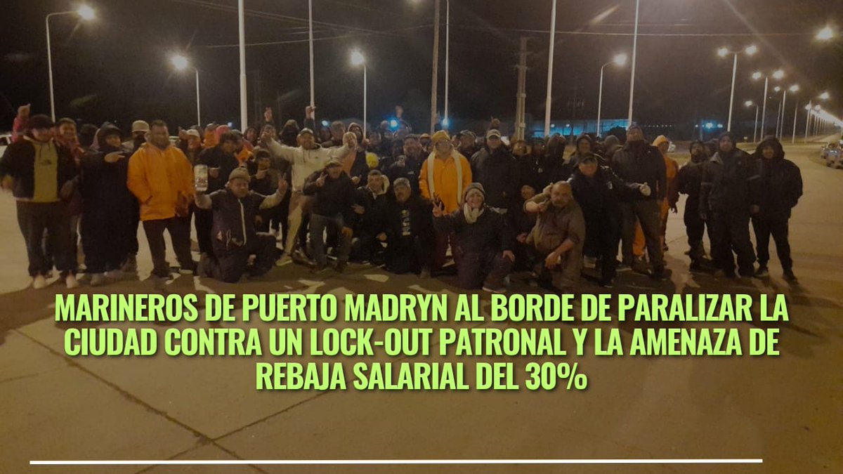 Marineros de Puerto Madryn al borde de paralizar la ciudad contra un lock-out patronal y la amenaza de rebaja salarial del 30%

prosaurgente.blogspot.com/2025/05/marine…