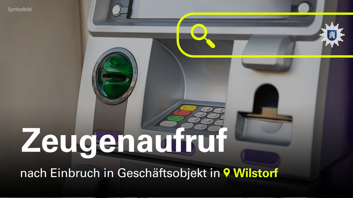 #Zeugenaufruf

📅 25.05.2025 / 01:30 bis 03:30 Uhr
📍 #Wilstorf / Winsener Straße / Tivoliweg

In der Nacht zu Sonntag haben sich noch Unbekannte Zugang zu einem Geschäftsobjekt verschafft und Bargeld erbeutet.

Wir suchen Zeugen!

Hinweise an: ☎️ 040 - 4286 56789

Details: