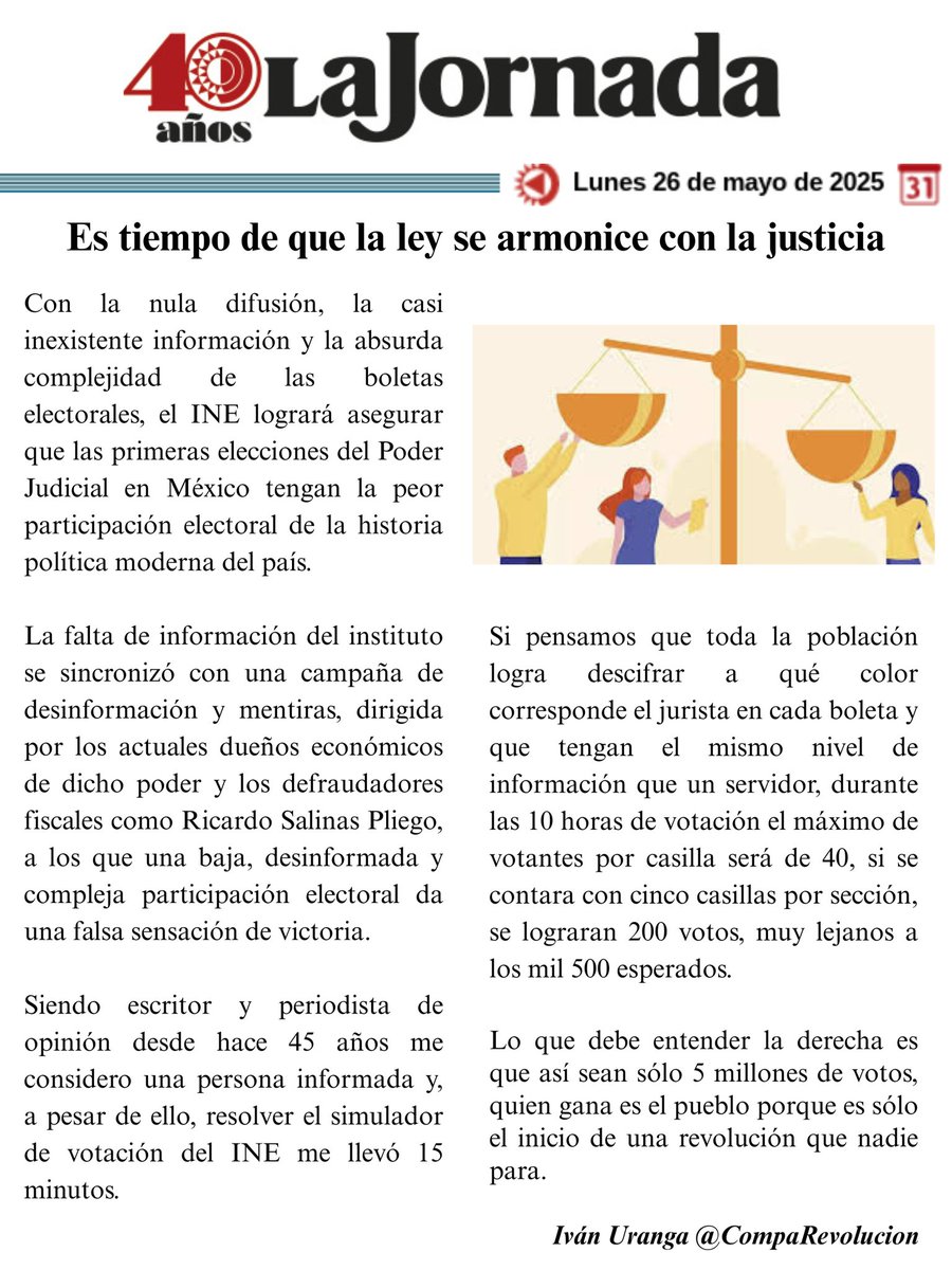 Es tiempo de que la ley se armonice con la justicia.
Mi opinión hoy en <a href="/LaJornada/">La Jornada Impresa</a>
